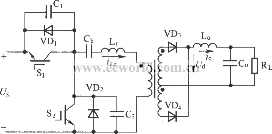 半桥不对称PWM控制变换器主电路图