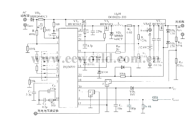 Laptop battery charging circuit composed of BQ24700