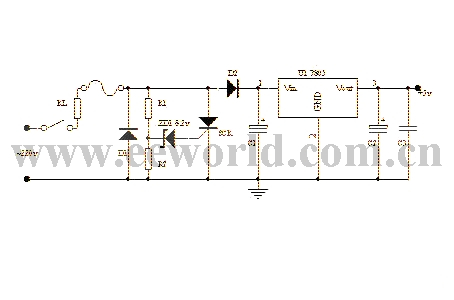 AC220V voltage stabilization to DC5V circuit