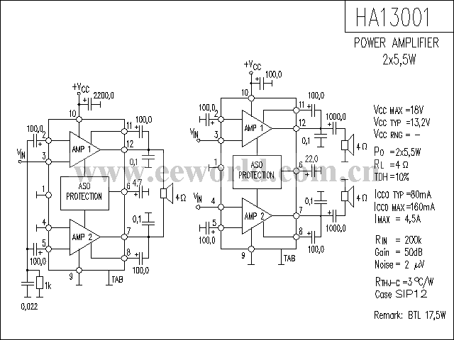 HA13001功放电路