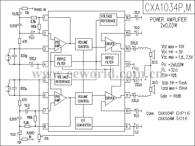 CXA1034P-M功放电路