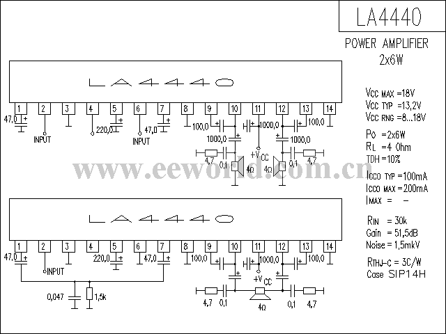 LA4440 power amplifier circuit