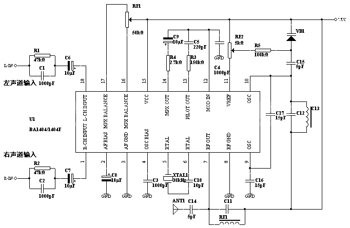 FM stereo transmitter circuit