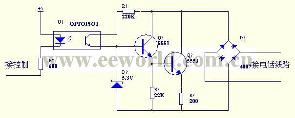 Telephone analog off-hook circuit