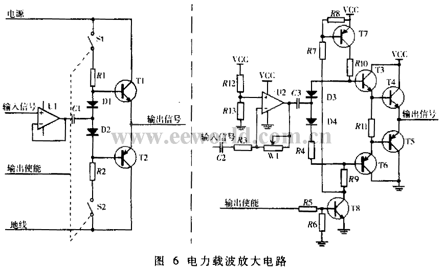 Power carrier amplifier circuit