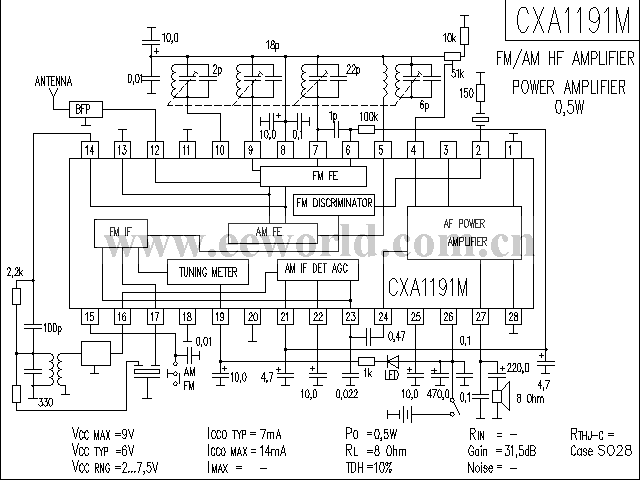 CXA1191M radio circuit