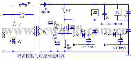 双表控制的可控硅定时器电路(三)