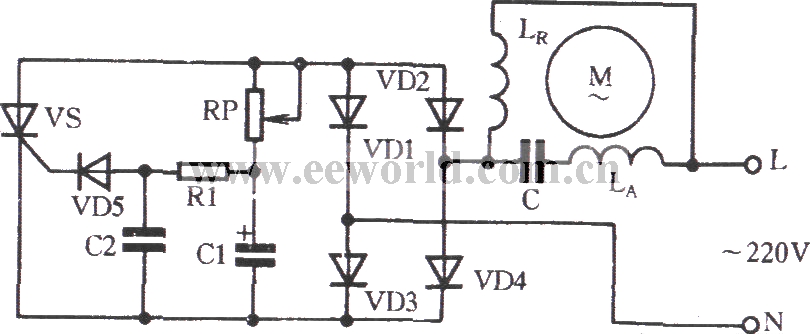 单相电动机晶闸管电子无级调速电路