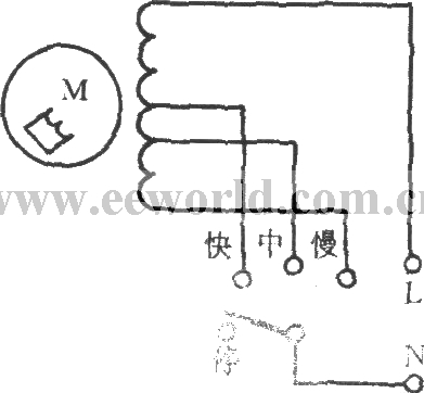 单相罩极绕组抽头调速电路