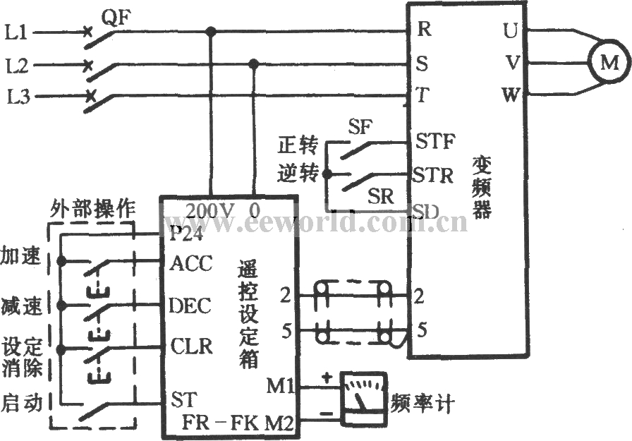 具有遥控设定箱的变频器调速电路