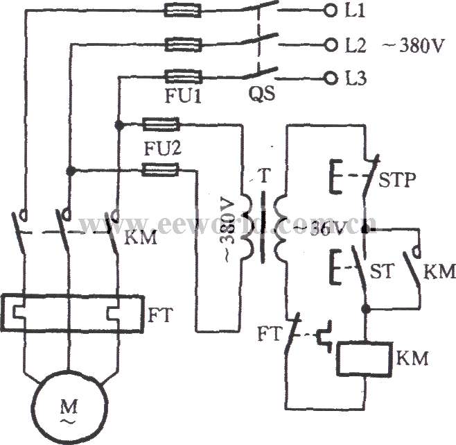 三相电动机利用36V低压控制电路