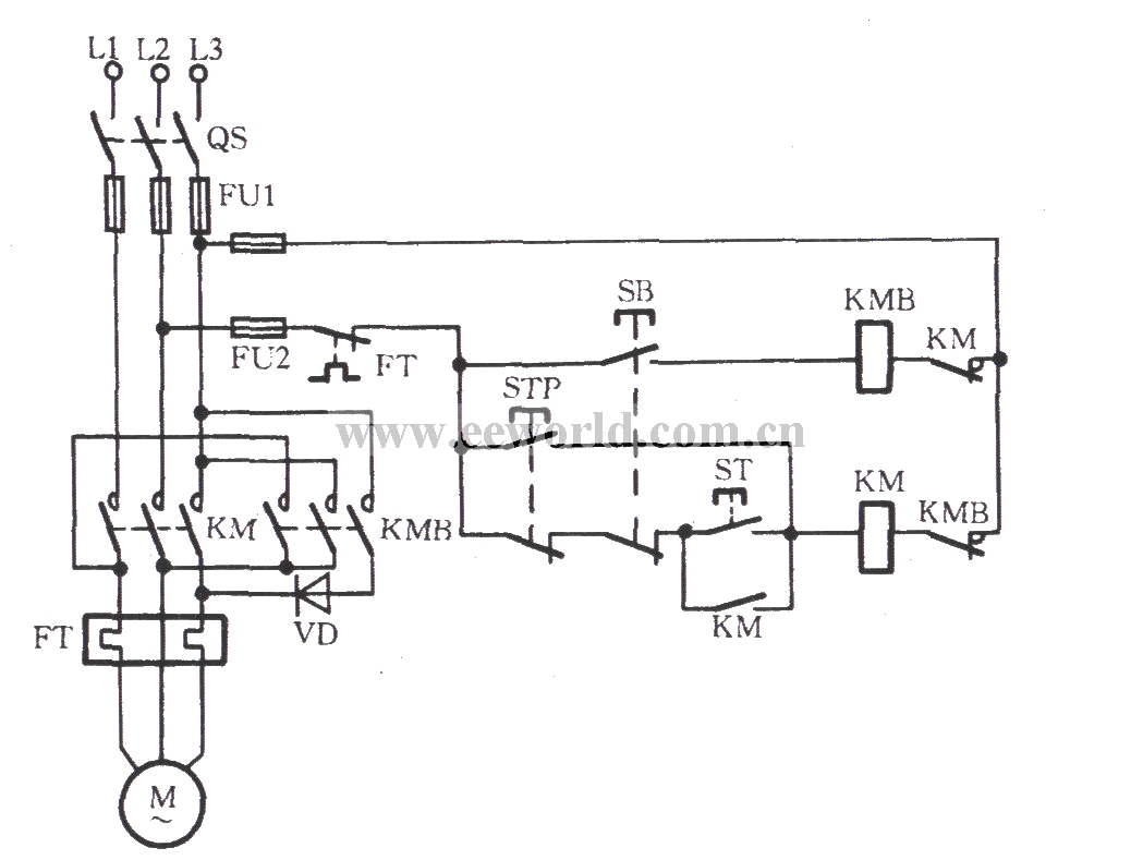 Three-phase motor energy consumption braking circuit (1)