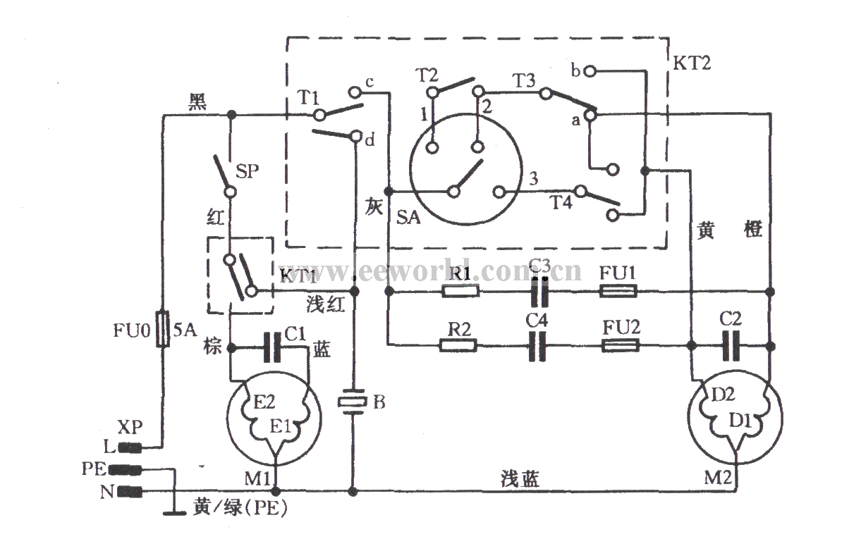 荣事达牌XPB50-l88S型双桶洗衣机电路