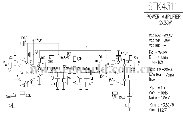 STK4311 power amplifier circuit