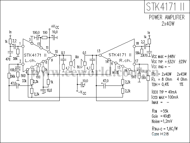 STK4171-2 power amplifier circuit