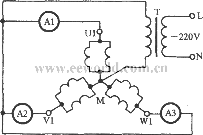 Star multi-branch parallel three-phase motor winding open circuit inspection circuit