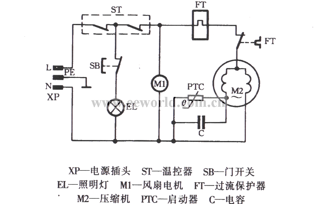 海尔BC-118厨房冷藏电冰箱电路