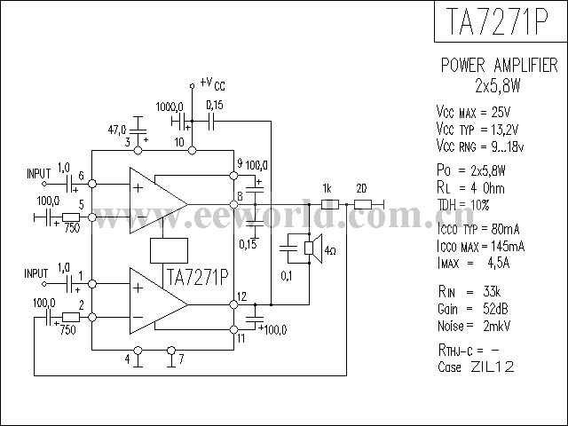 TA7271P power amplifier circuit