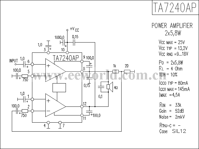 TA7240AP功放电路