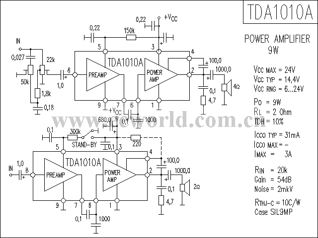 TDA1010A功放电路