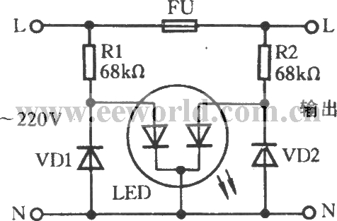 用变色发光二极管作熔断器指示器电路