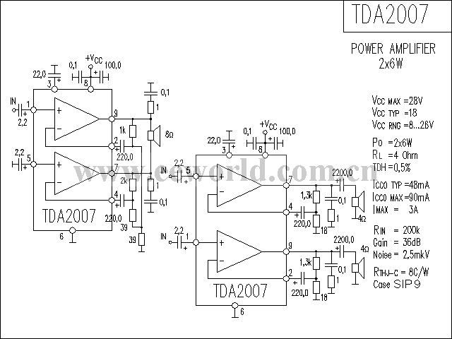 TDA2007功放电路