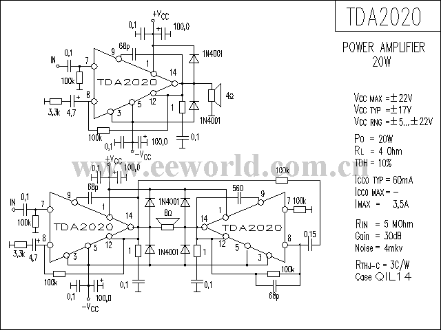 TDA2020功放电路