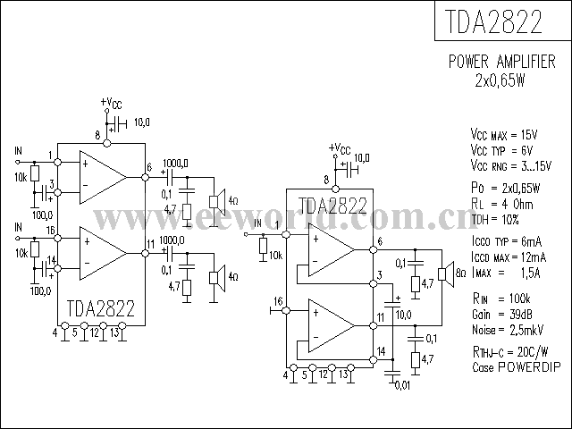 TDA2822功放电路