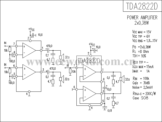 TDA2822D功放电路