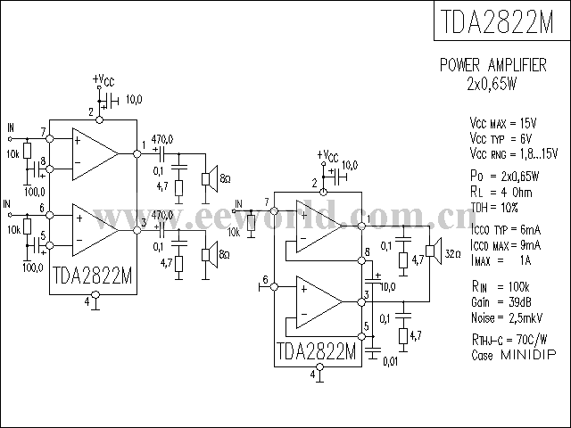 TDA2822M功放电路