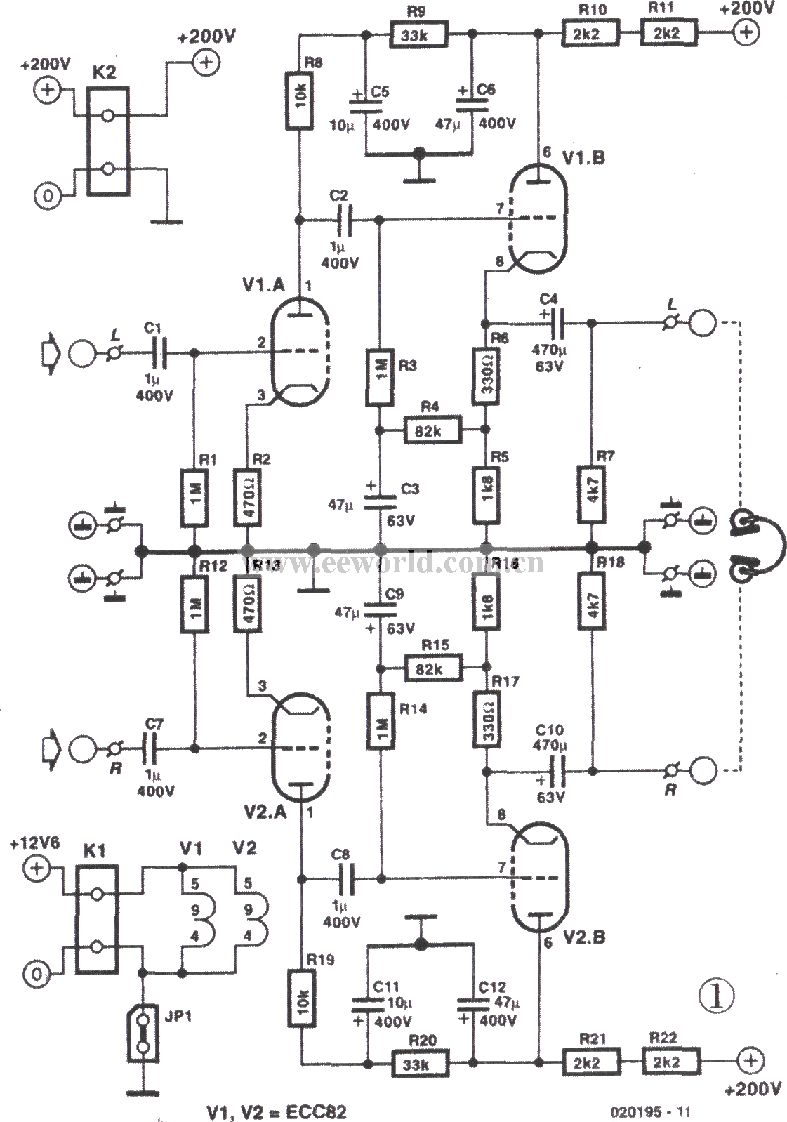 ECC822电子管OTL耳机放大器