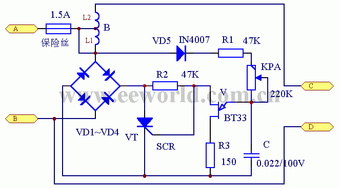 Fully automatic contactless AC voltage regulator circuit