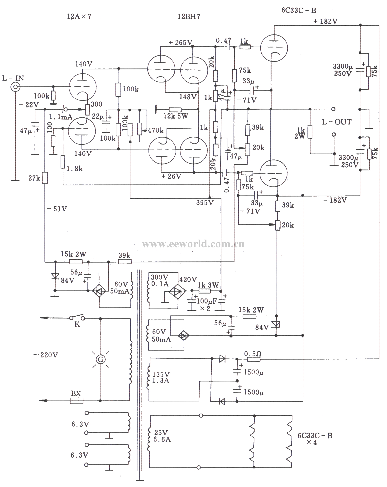 New three-pole power tube OTL amplifier