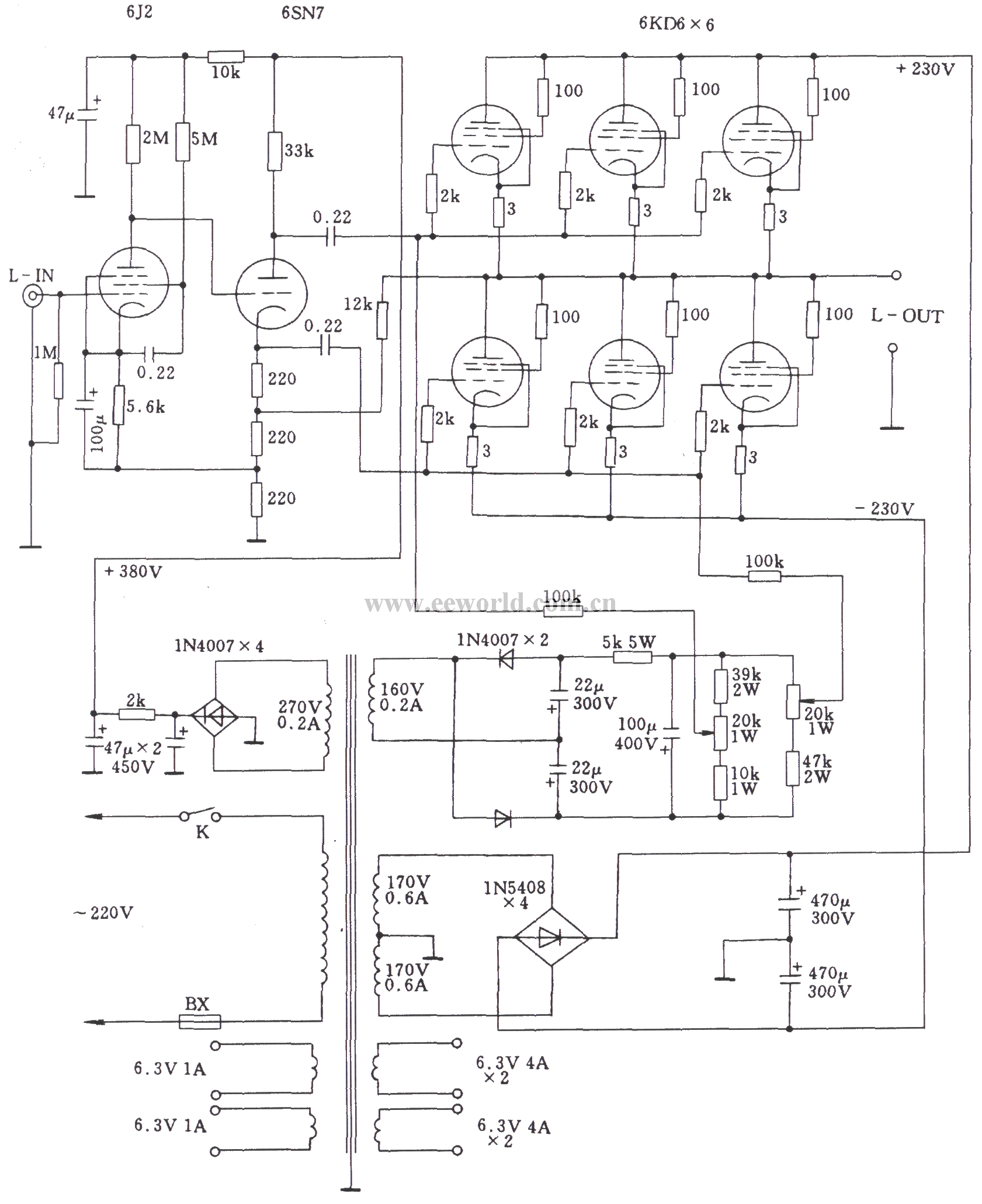 0TL power amplifier with ordinary power tubes changed to triode connection method