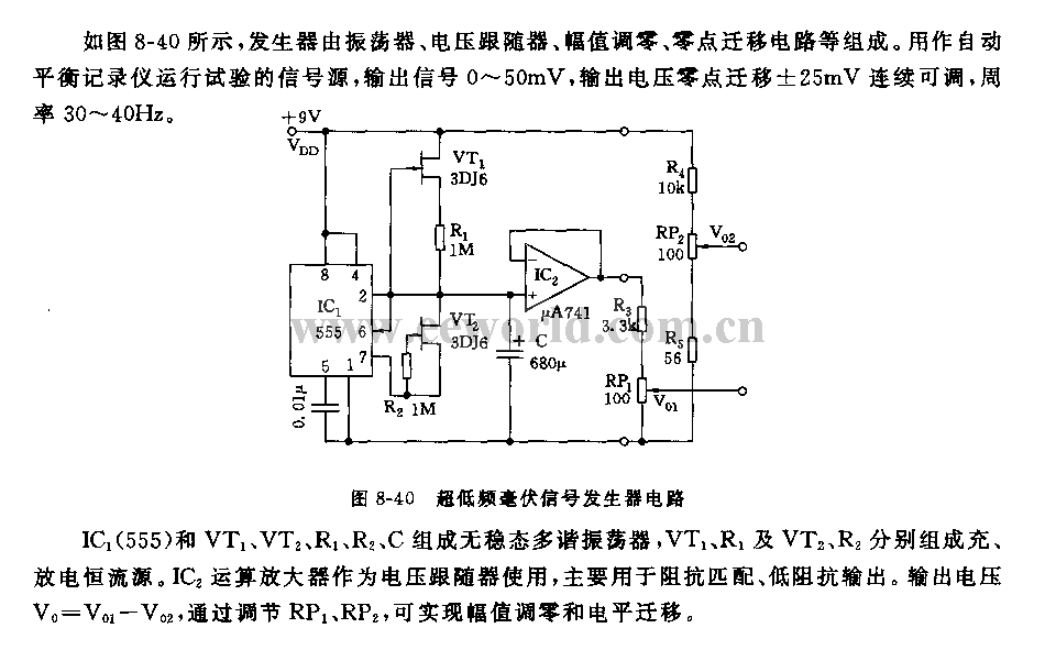 555超低频毫伏信号发生器电路