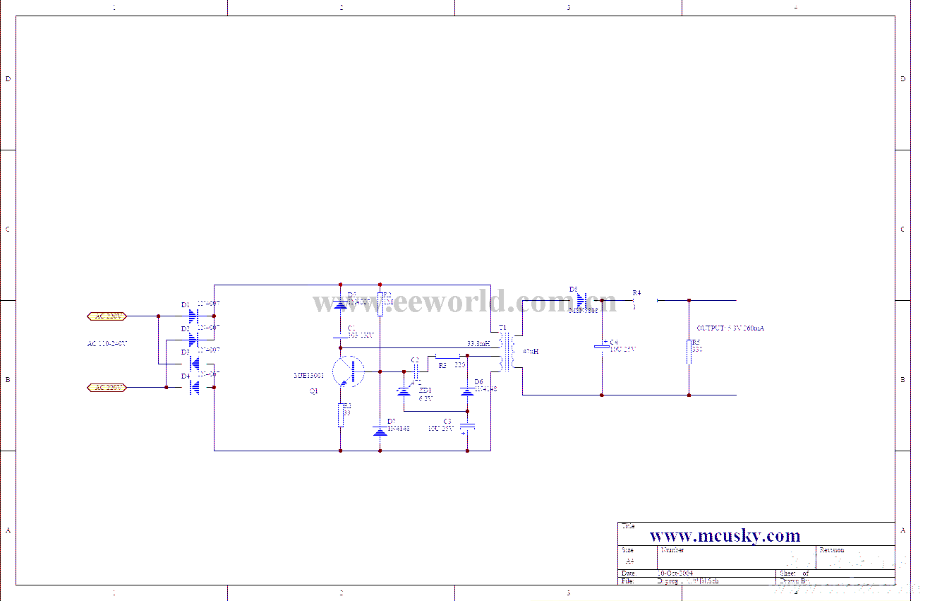 A mobile phone charger circuit