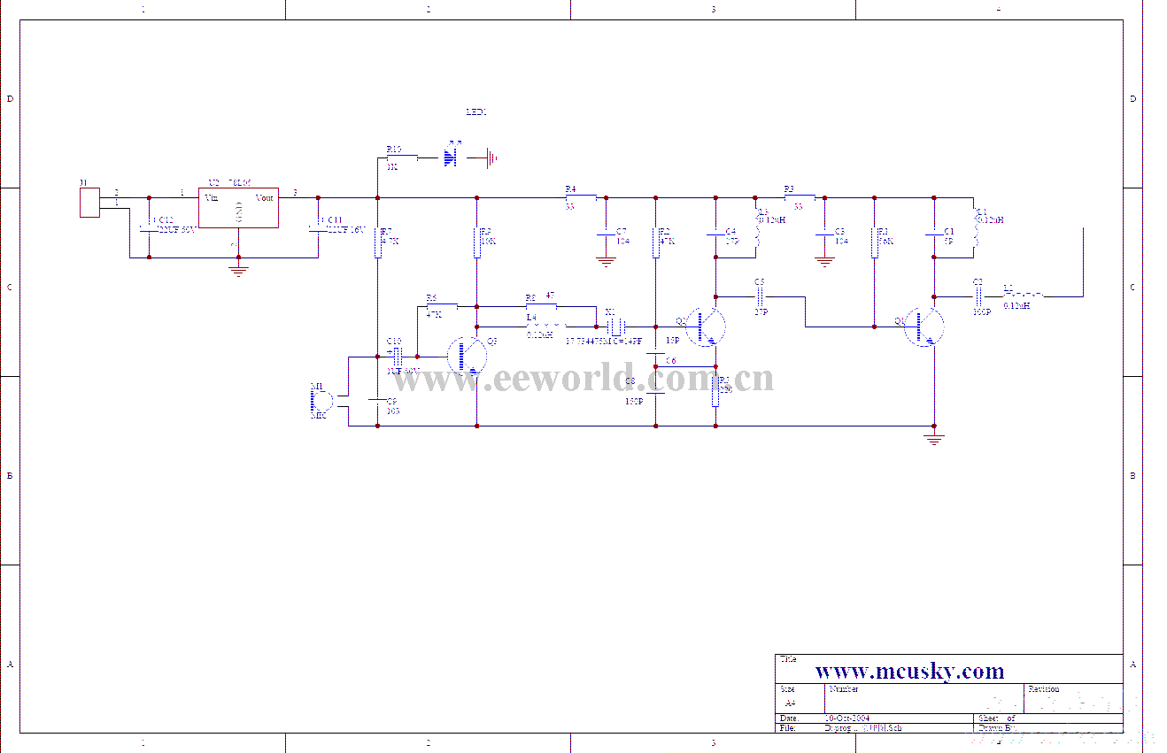 一款无线免提电话装置电路