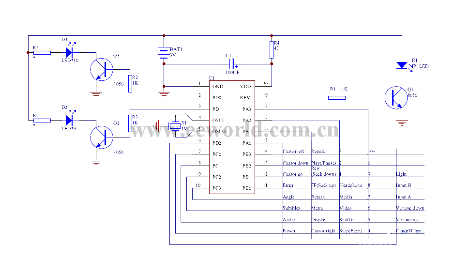 一款遥控器电路（SH67P33）