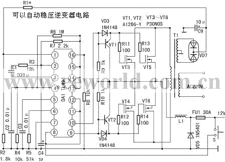 Automatic voltage stabilizing inverter power supply circuit