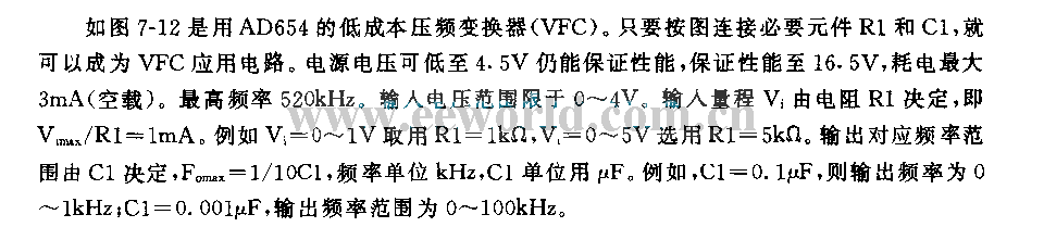 Voltage to frequency conversion circuit