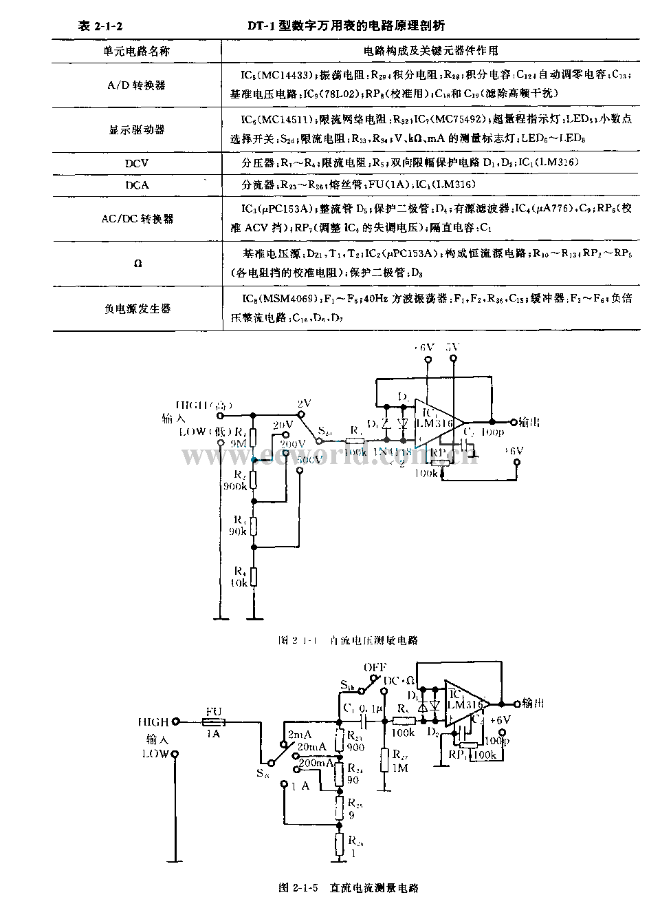 DT-1 type 3 1/2 digit digital multimeter circuit