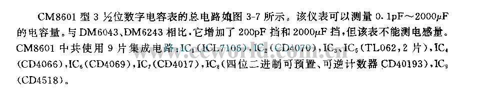 CM8601 type 3 1/2 digit digital capacitance meter circuit