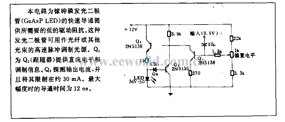 l MHZ light emitting diode pulse modulation circuit