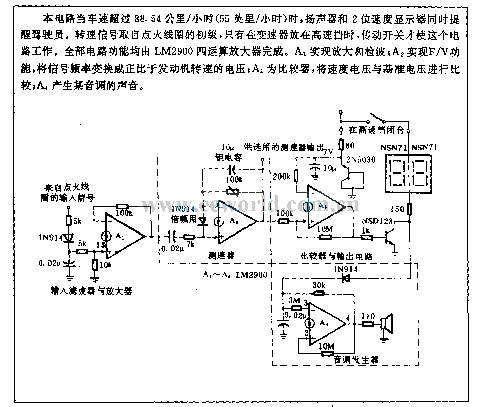 Speed ​​warning circuit