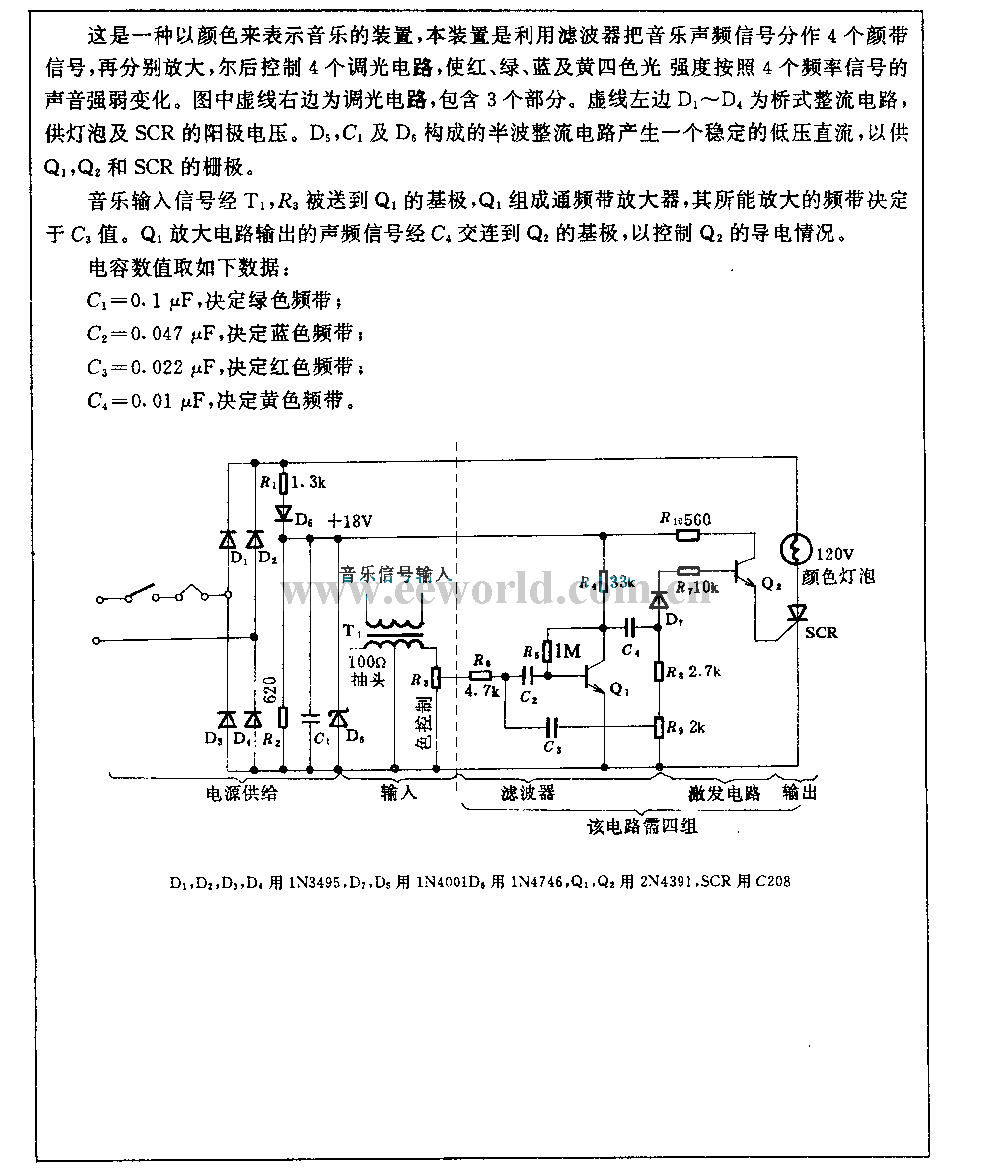 Music color diagram circuit