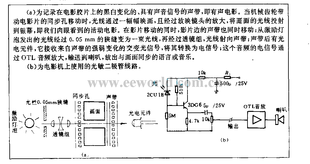 在电影机上使用的光敏二摄管线路