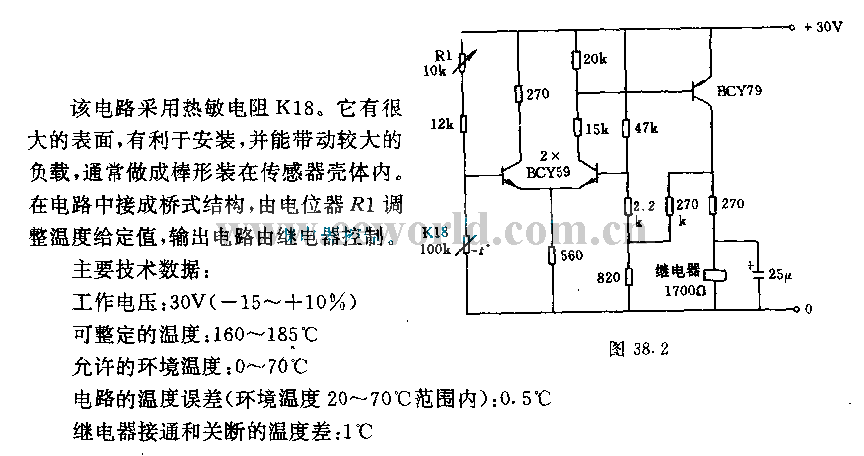 160一185℃的温度调节器电路