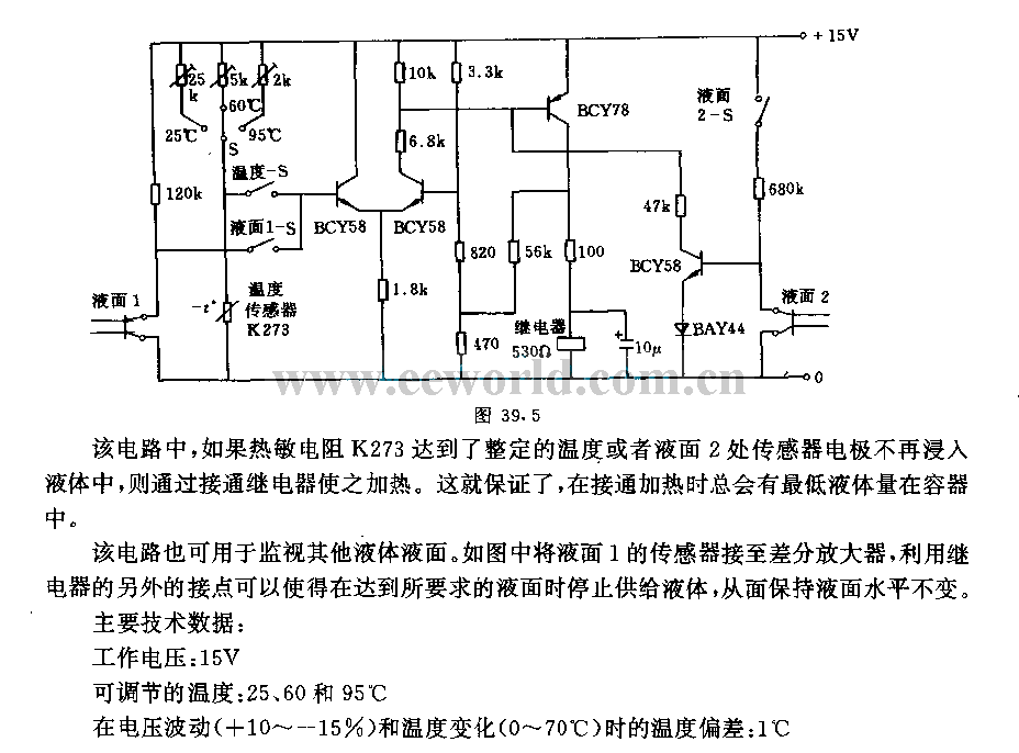 液体液面和温度监控电路