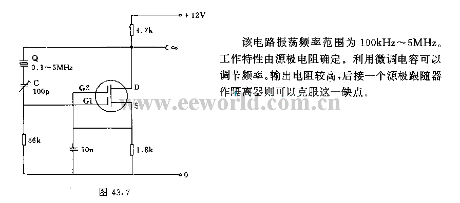 Quartz crystal oscillator circuit using Mos field effect transistor