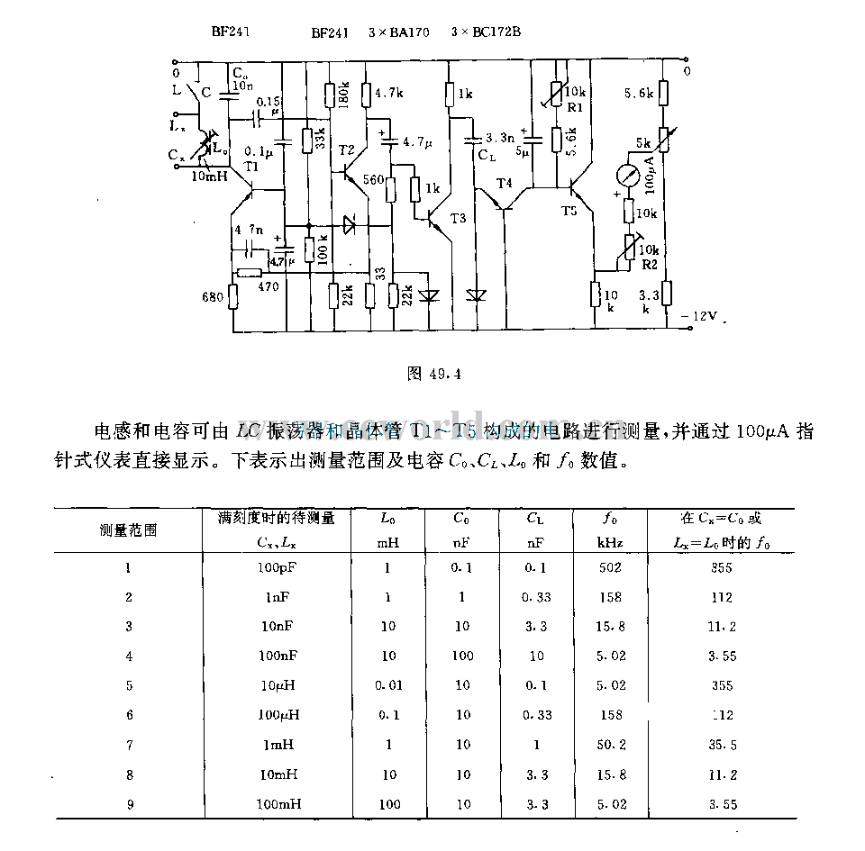 直读式LC测量仪电路